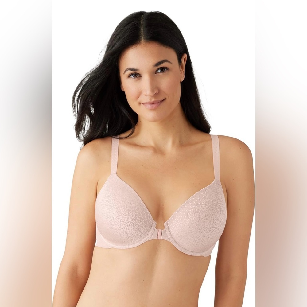 NWOT Wacoal Back Appeal Front Close Contour Bra Rose Dust Size 38DDD